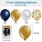 60PCS Navy Blue and Gold Confetti Balloons - Premium 12 Inch Pearl White and Gold Metallic Chrome Balloons for Birthday, Bridal Shower, and Graduation Party Decoration